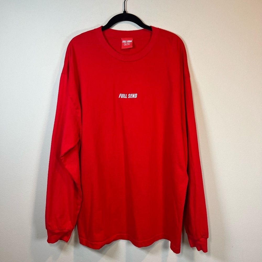 Full Send Long Sleeve Crew Neck T-Shirt Red Embroidered Nelk Boys Cotton Mens XL